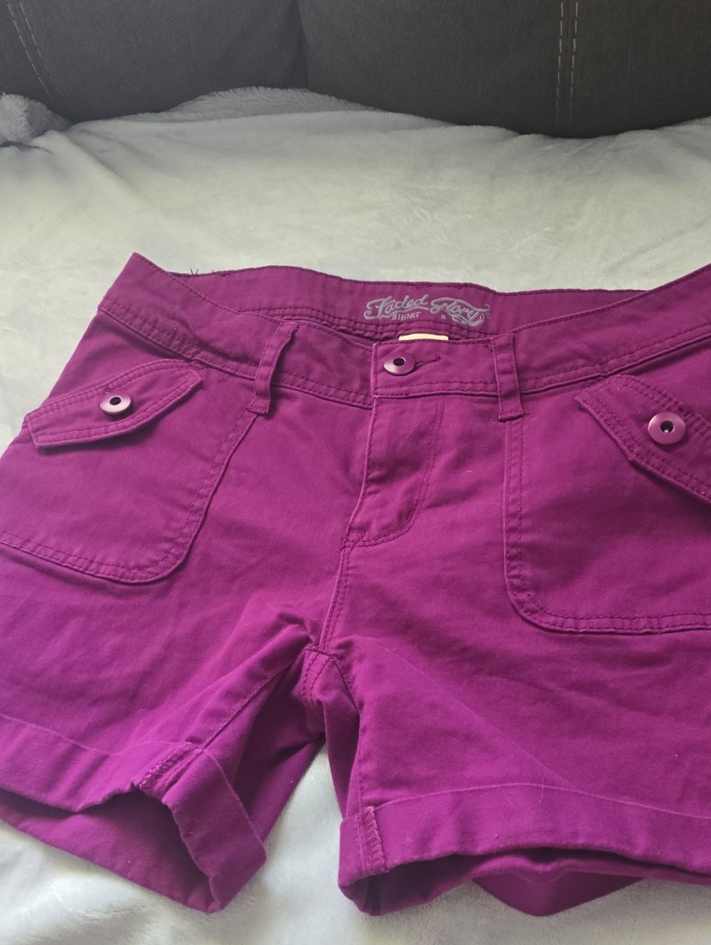 Faded Glory Vibrant Magenta Girls' Pocket Shorts
